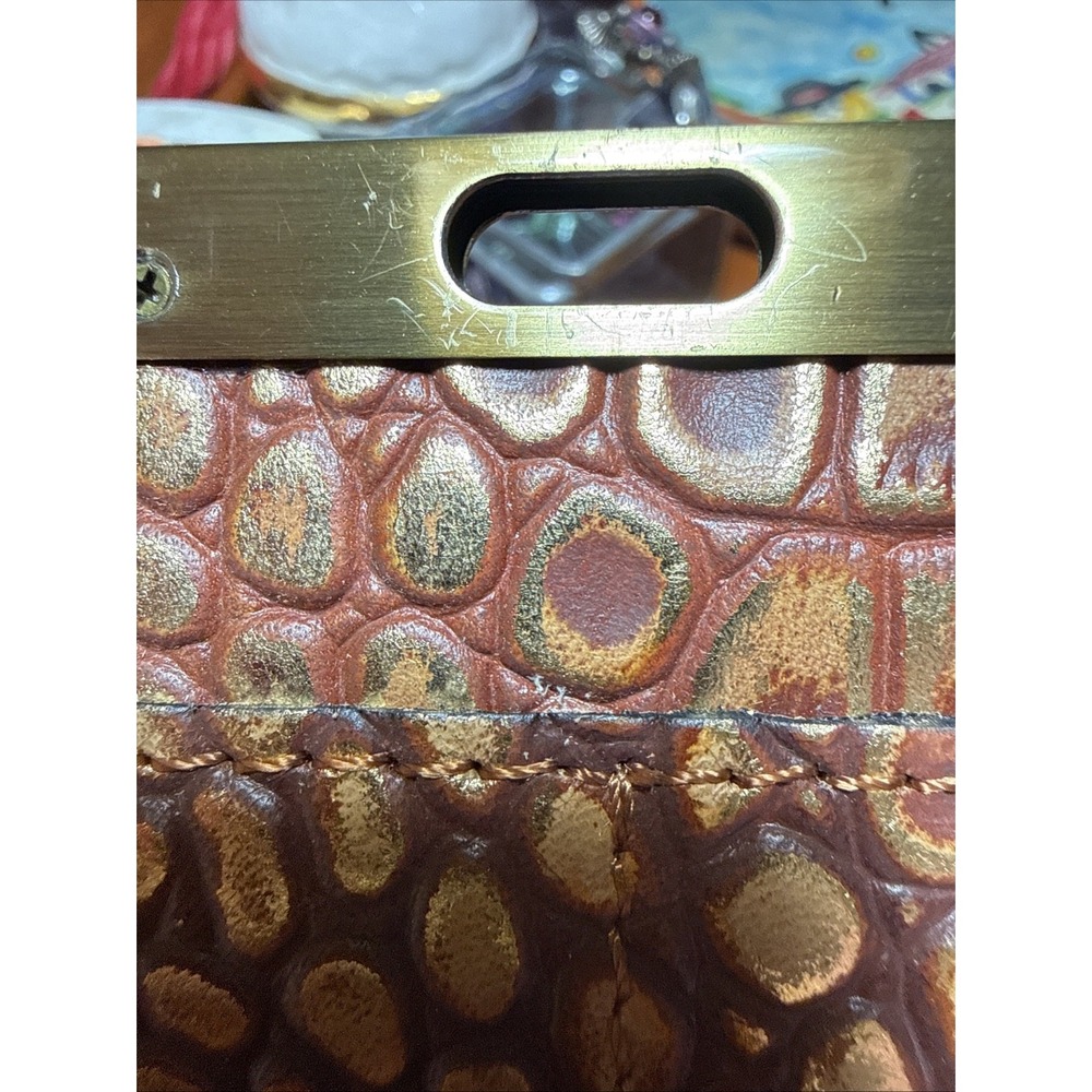 Patricia Nash Cauchy Metallic Gold Croc Embossed Wallet Pre Owned - Picture 12 of 16